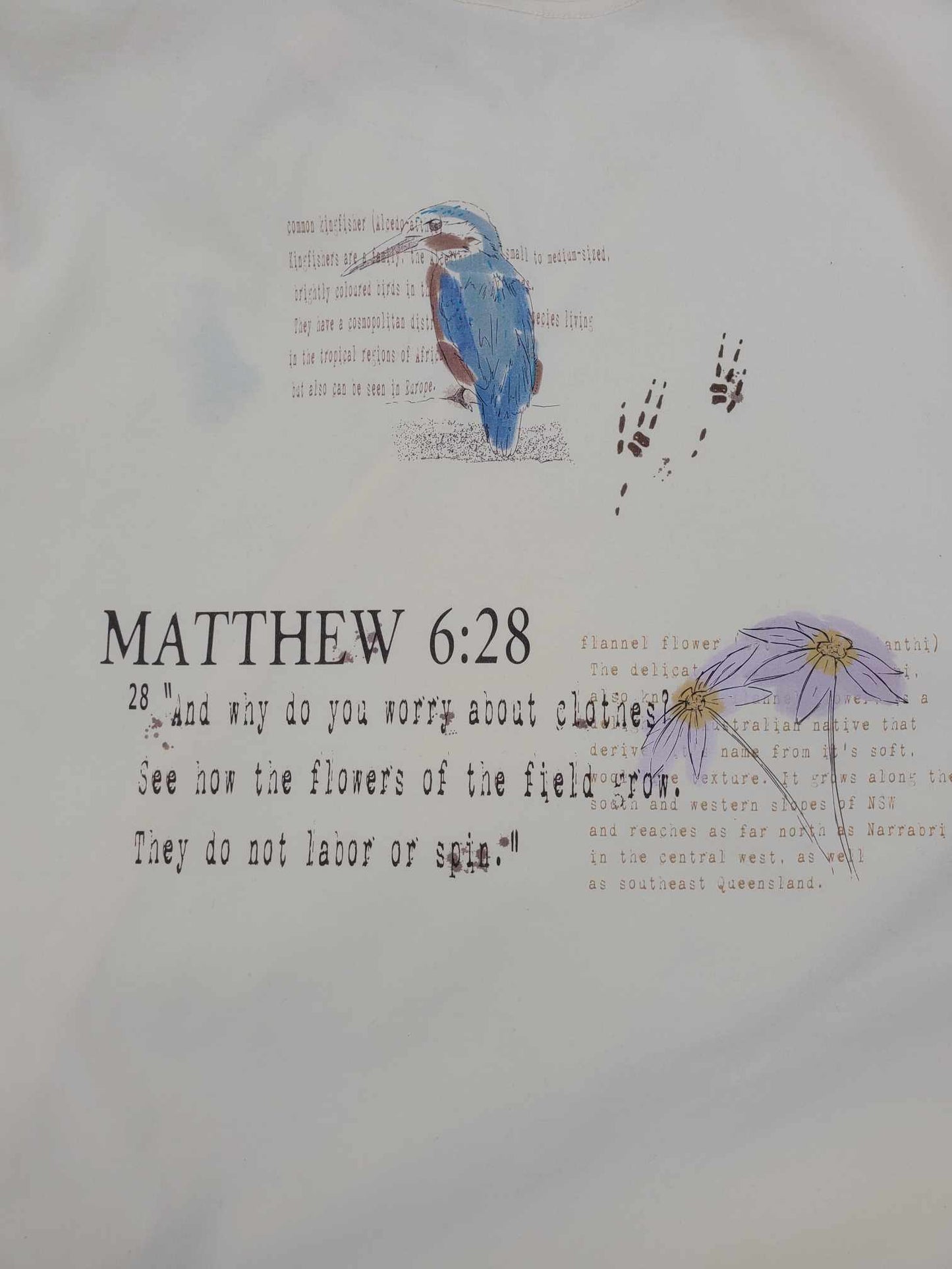 Matthew 6:28 Shirt backside detail