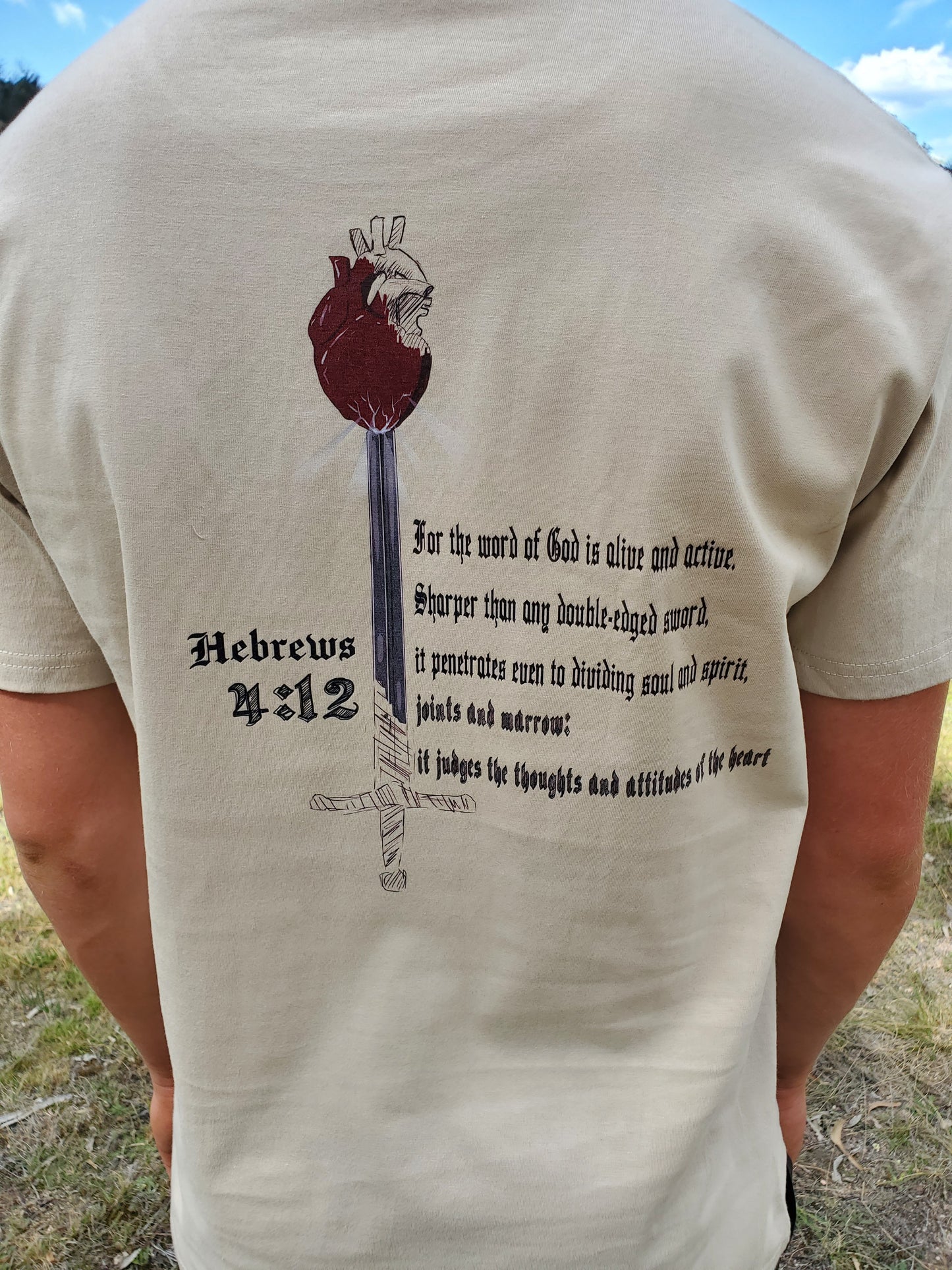 Hebrews 4:12 Cream Shirt Backside