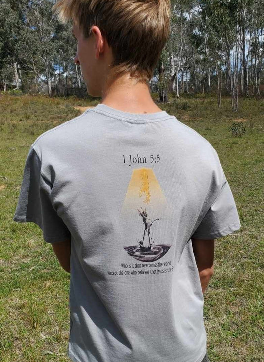1 John:5:5 Shirt backside